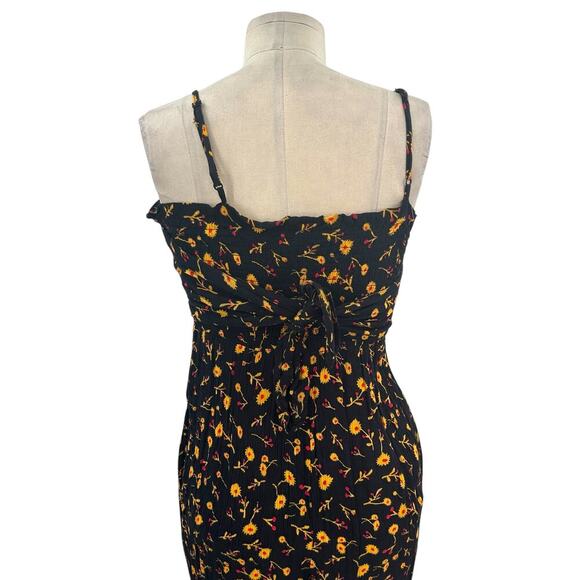 Whistles Aster Floral Textured Jumpsuit Black Yellow Print Size 0 - Picture 9 of 14
